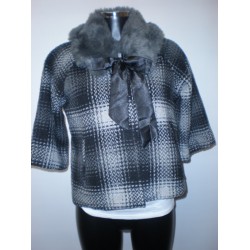 Culture Checked Jacket With Removable Fur Collar