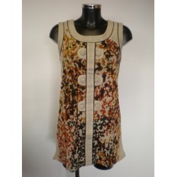 Beige Patterned Yumi Dress