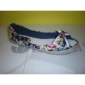 Navy Peep Toe Canvas Shoe