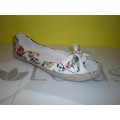 Cream Peep Toe Canvas Shoes