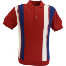 Ben Sherman Knitted Stripped Polo Shirt Red
