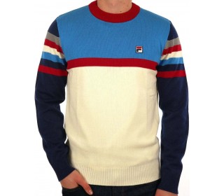 Fila Lorenzo Crew Cut Sweater Gardenia/Navy/red