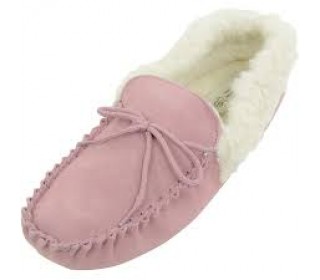 Mokkers Maccasin Suede Slippers Pink