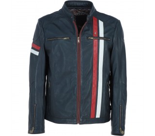 Gabicci GB-MCQUEEN LEATHER JACKET NAVY