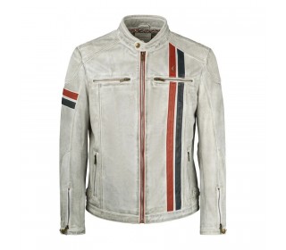 GABBICI GB- MCQUEEN LEATHER JACKET WHITE